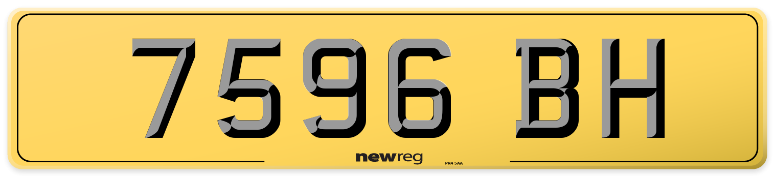7596 BH Rear Number Plate