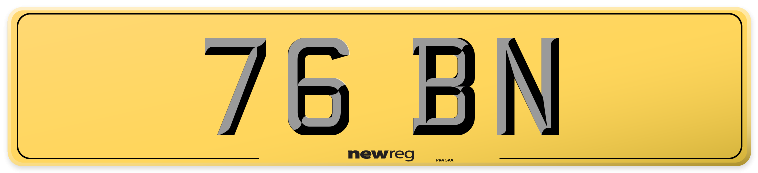 76 BN Rear Number Plate