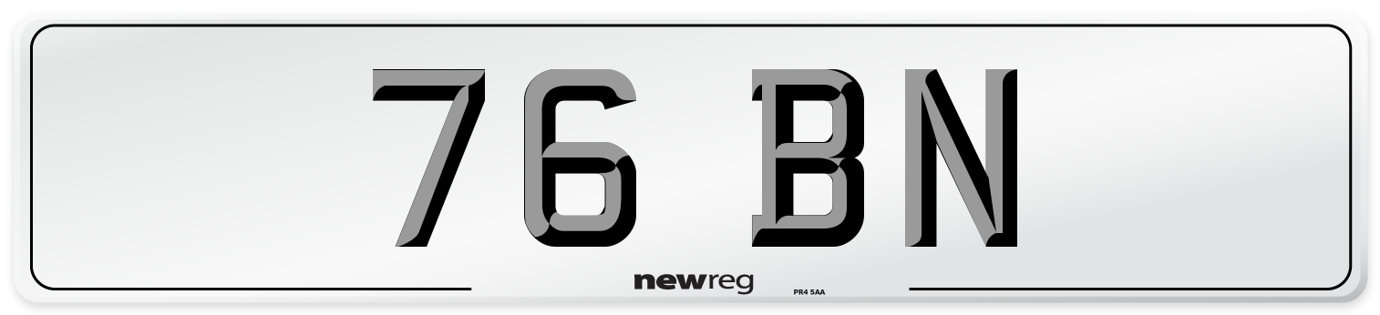 76 BN Front Number Plate
