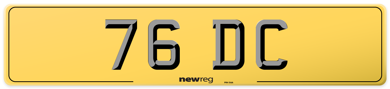 76 DC Rear Number Plate