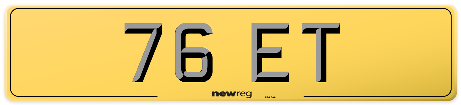 76 ET Rear Number Plate