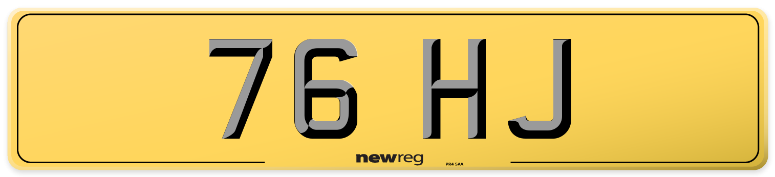 76 HJ Rear Number Plate