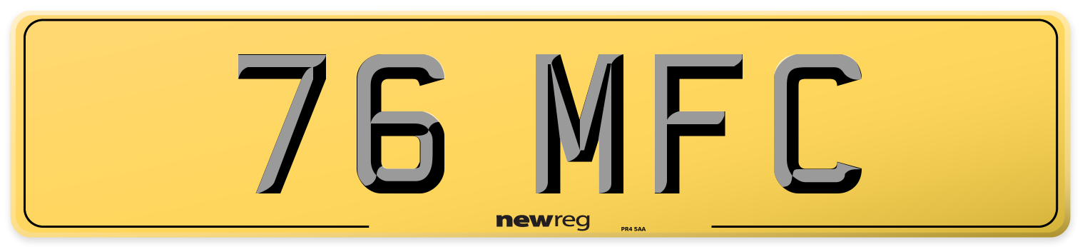 76 MFC Rear Number Plate