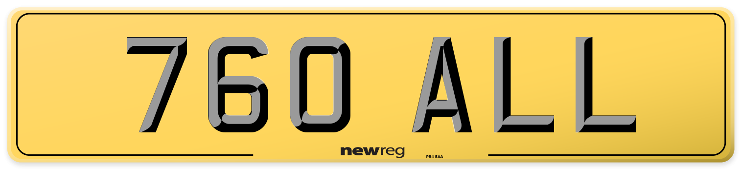 760 ALL Rear Number Plate