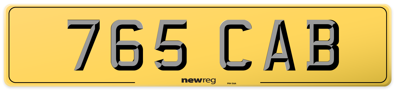765 CAB Rear Number Plate