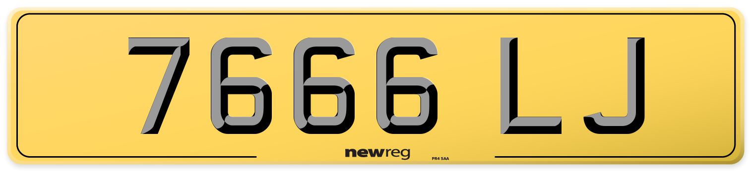 7666 LJ Rear Number Plate