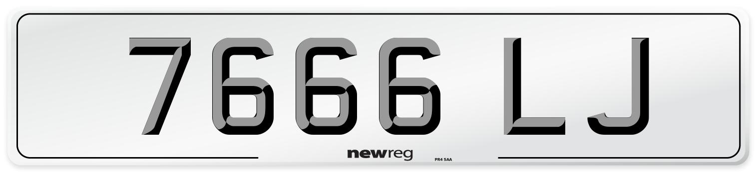 7666 LJ Front Number Plate