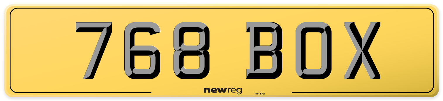 768 BOX Rear Number Plate