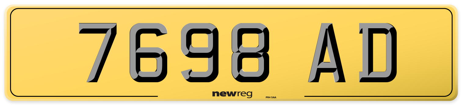 7698 AD Rear Number Plate