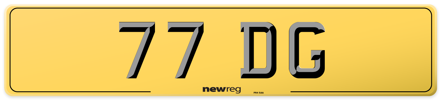 77 DG Rear Number Plate
