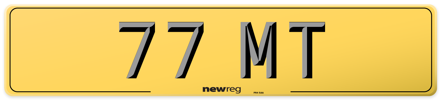 77 MT Rear Number Plate