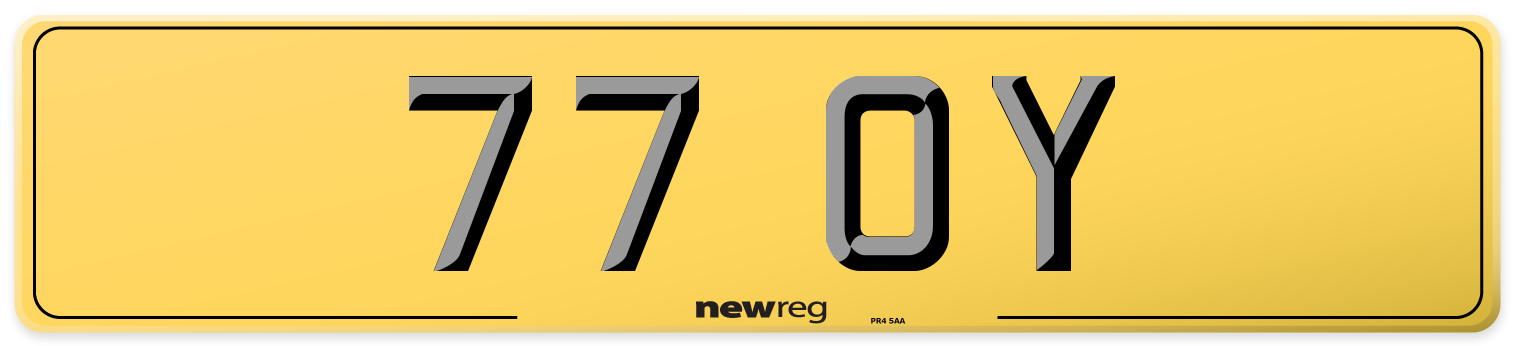 77 OY Rear Number Plate