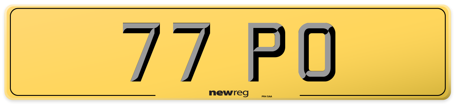 77 PO Rear Number Plate