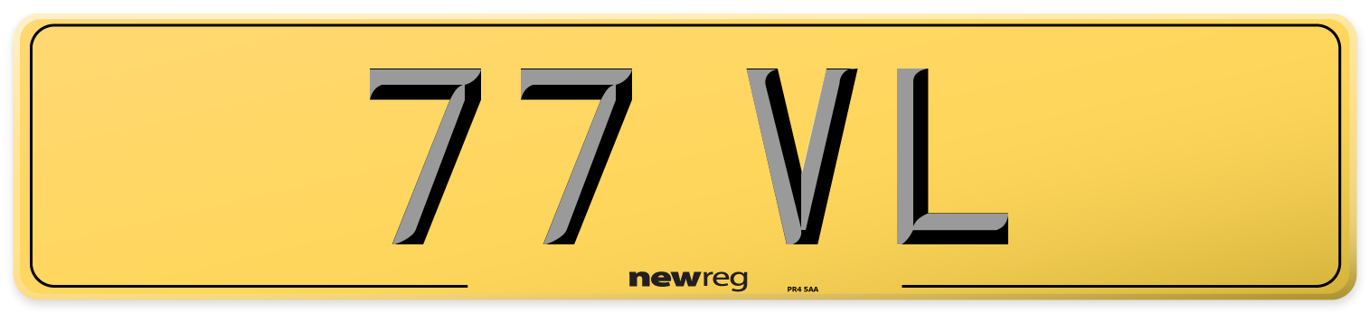 77 VL Rear Number Plate