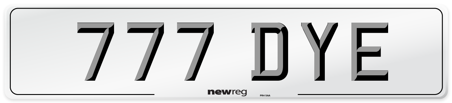 777 DYE Front Number Plate