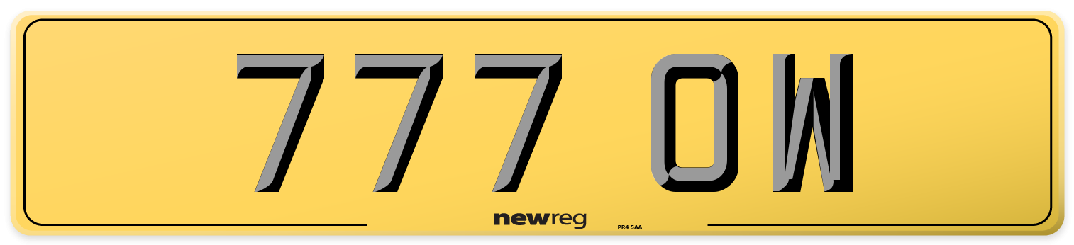 777 OW Rear Number Plate