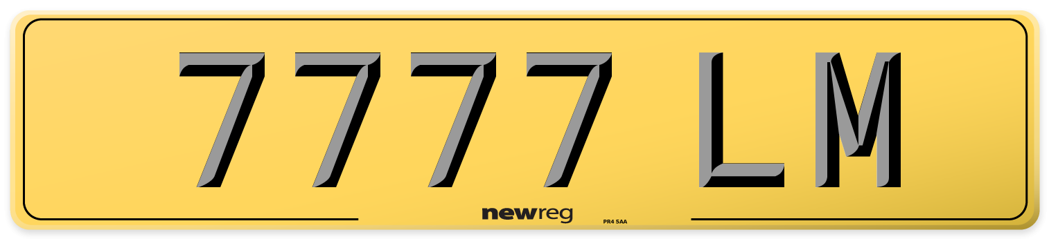 7777 LM Rear Number Plate