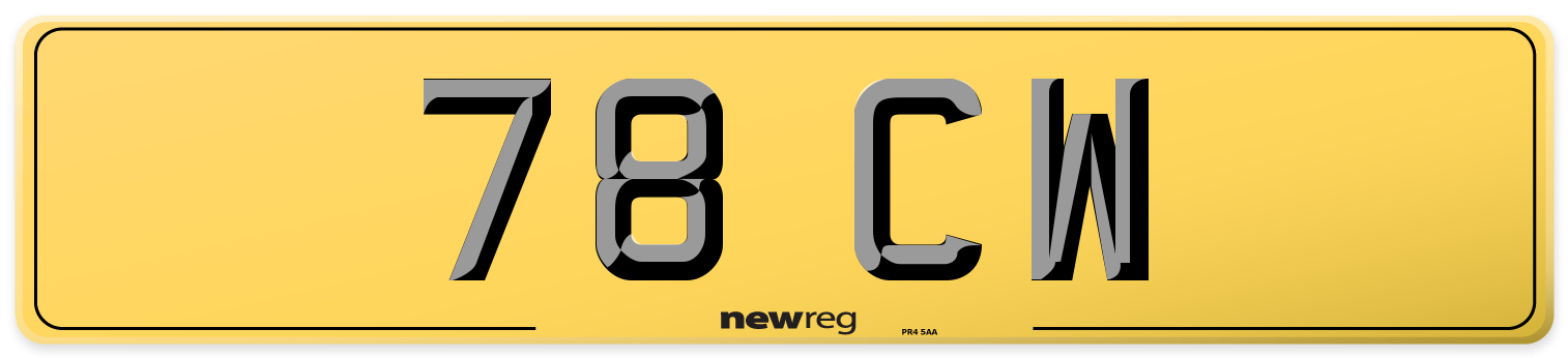 78 CW Rear Number Plate