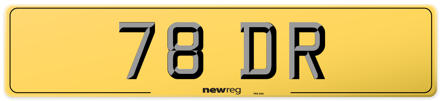 78 DR Rear Number Plate