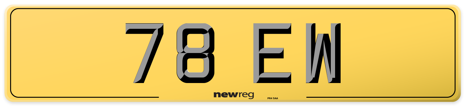 78 EW Rear Number Plate