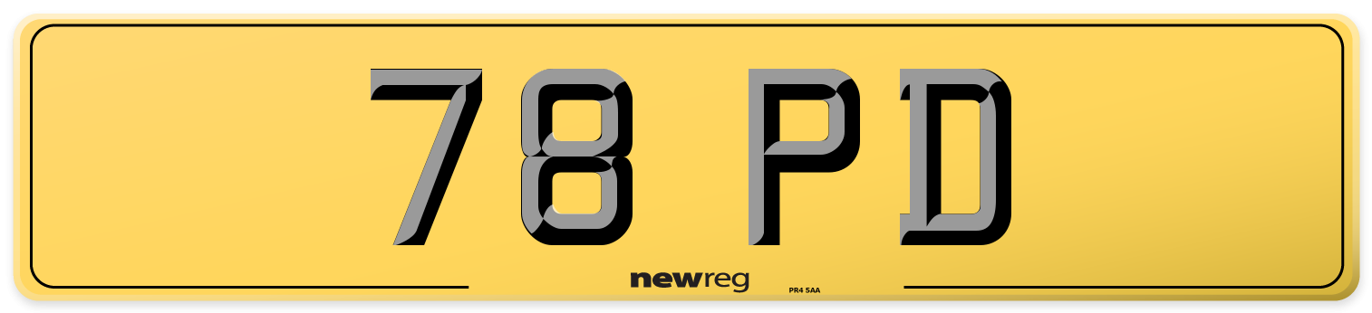 78 PD Rear Number Plate