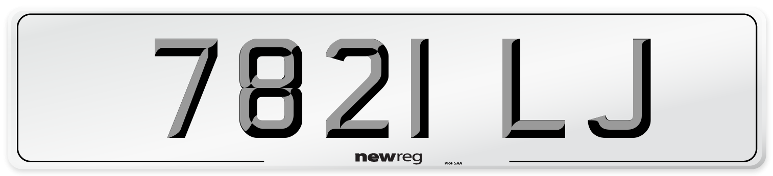7821 LJ Front Number Plate