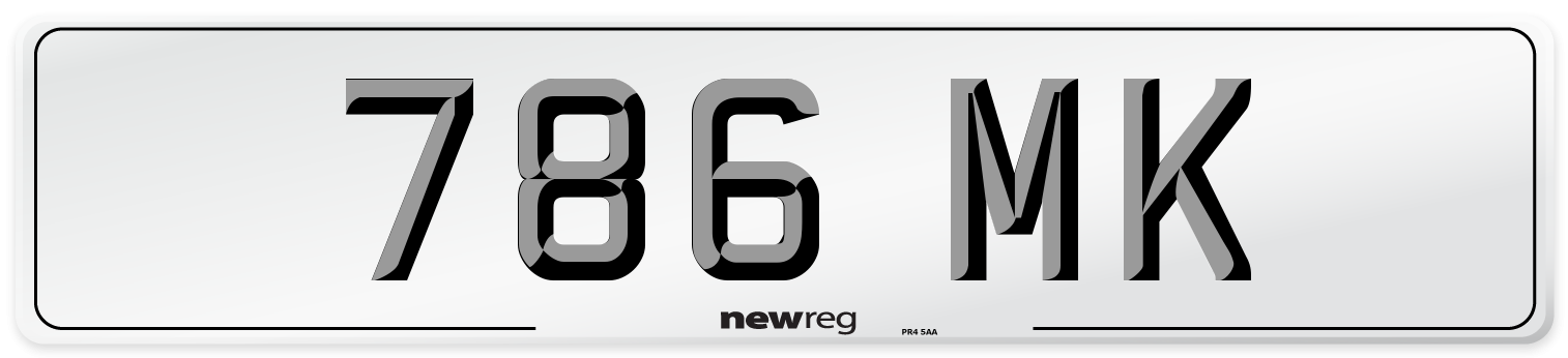 786 MK Front Number Plate