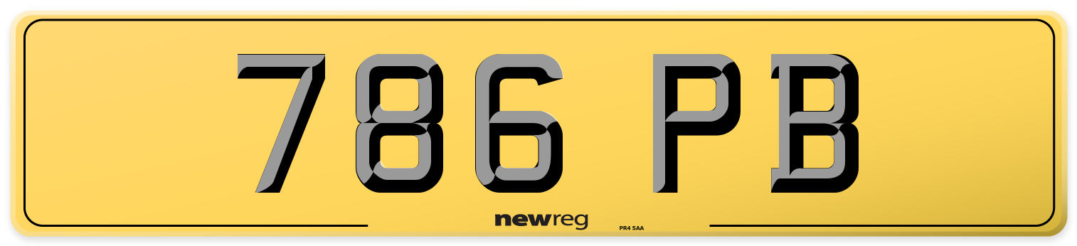 786 PB Rear Number Plate