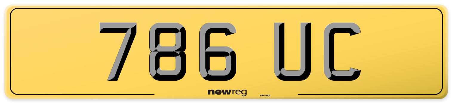 786 UC Rear Number Plate