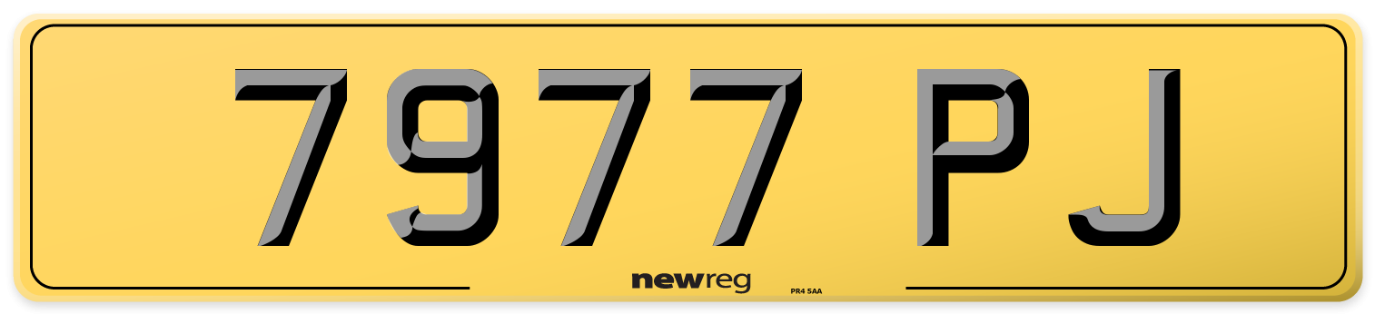 7977 PJ Rear Number Plate