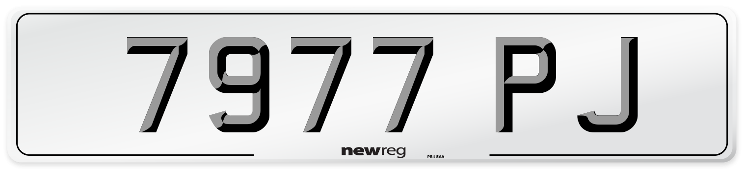 7977 PJ Front Number Plate