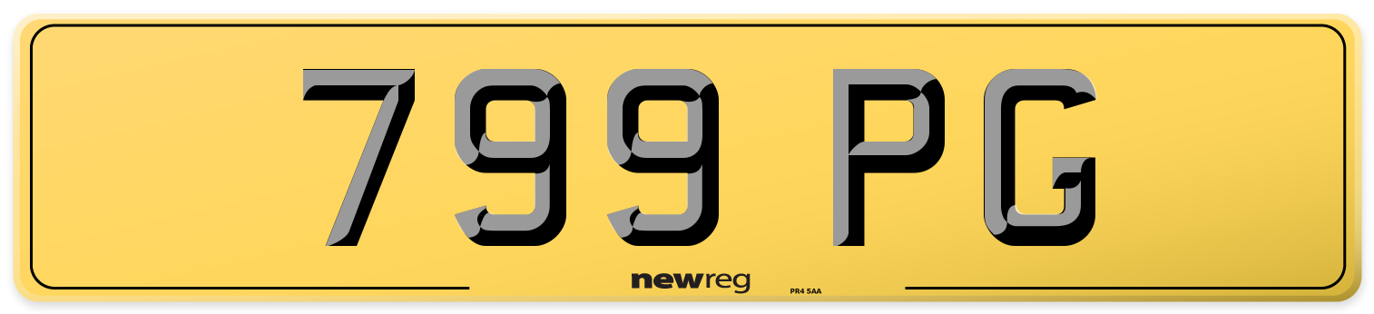 799 PG Rear Number Plate