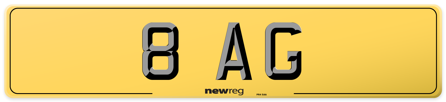 8 AG Rear Number Plate