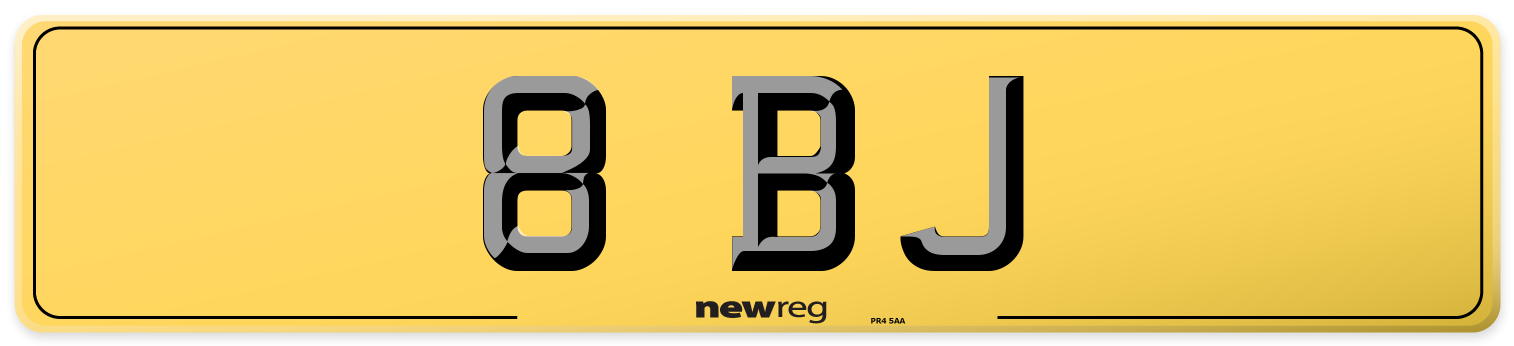 8 BJ Rear Number Plate