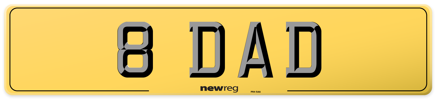 8 DAD Rear Number Plate