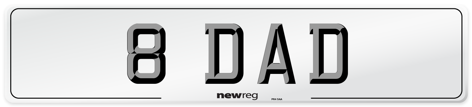 8 DAD Front Number Plate