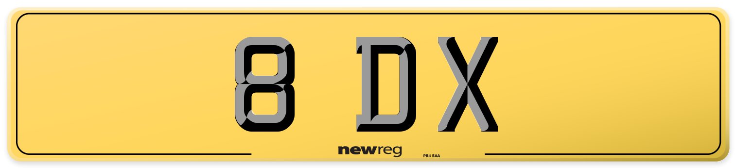 8 DX Rear Number Plate