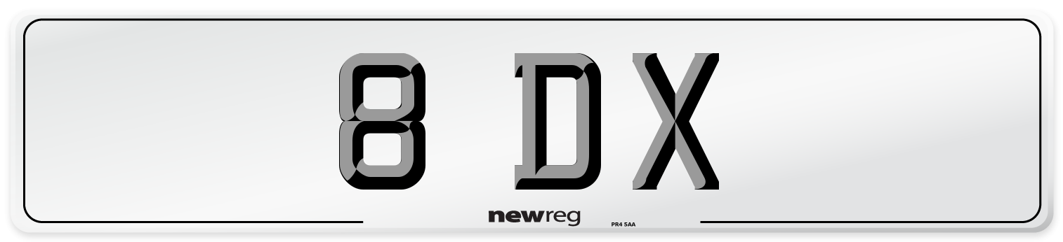 8 DX Front Number Plate