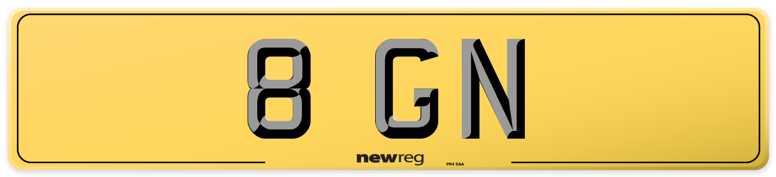 8 GN Rear Number Plate