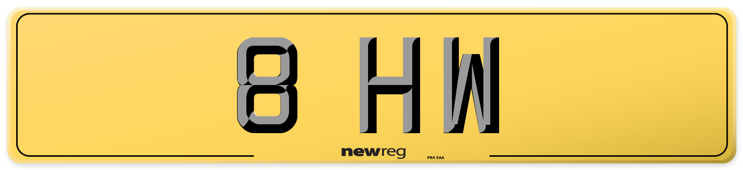8 HW Rear Number Plate