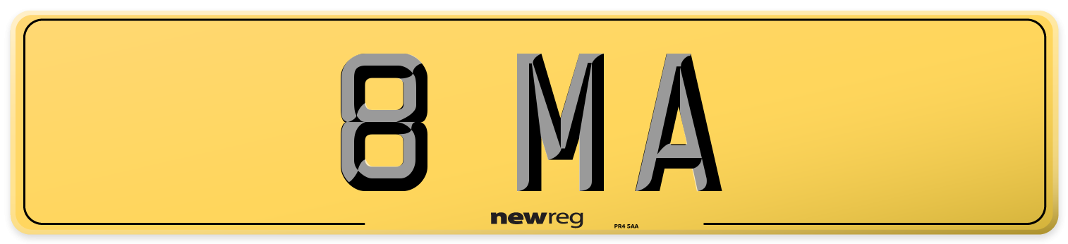 8 MA Rear Number Plate