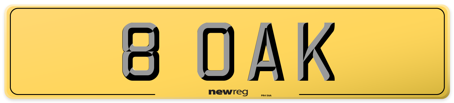 8 OAK Rear Number Plate