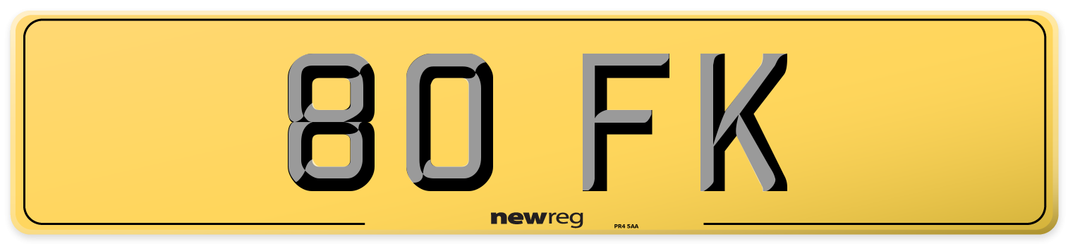 80 FK Rear Number Plate