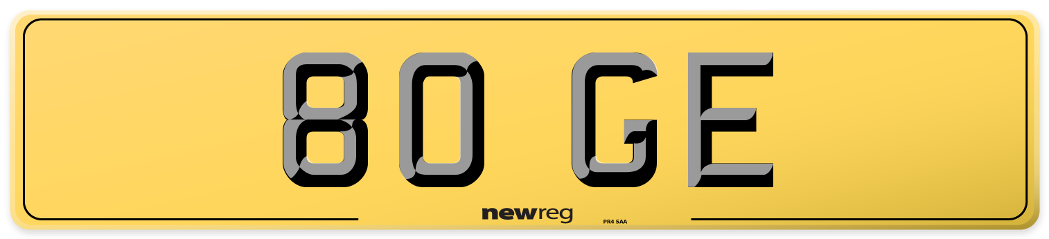 80 GE Rear Number Plate