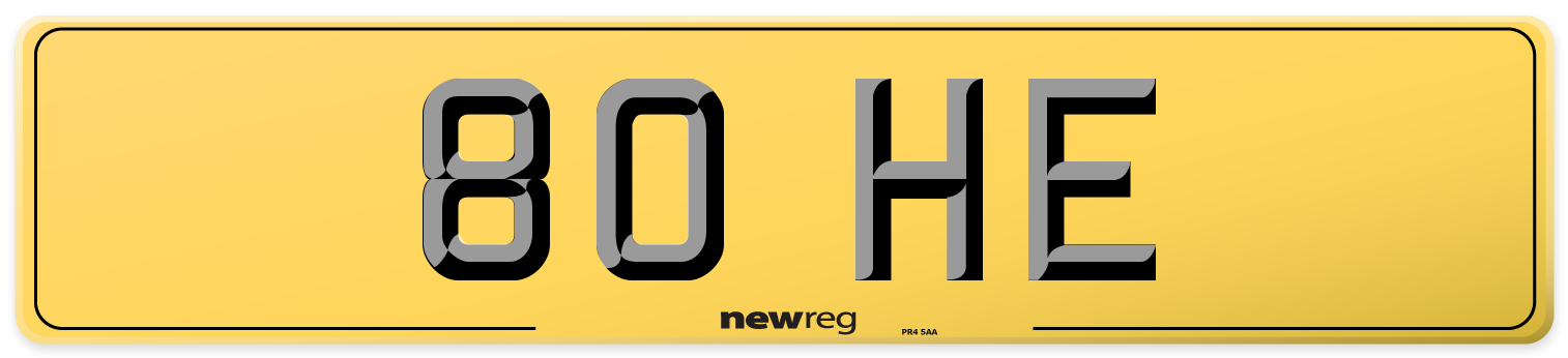 80 HE Rear Number Plate