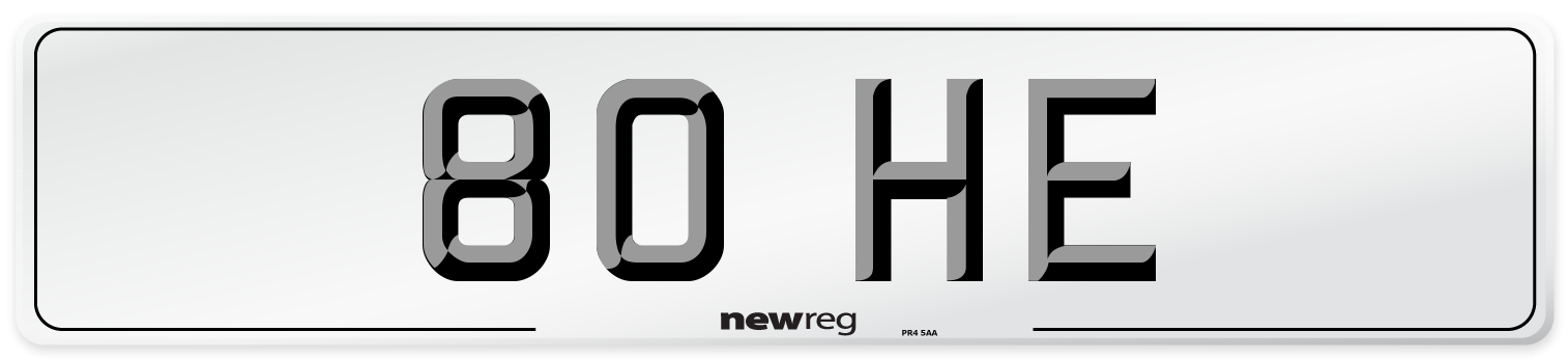 80 HE Front Number Plate