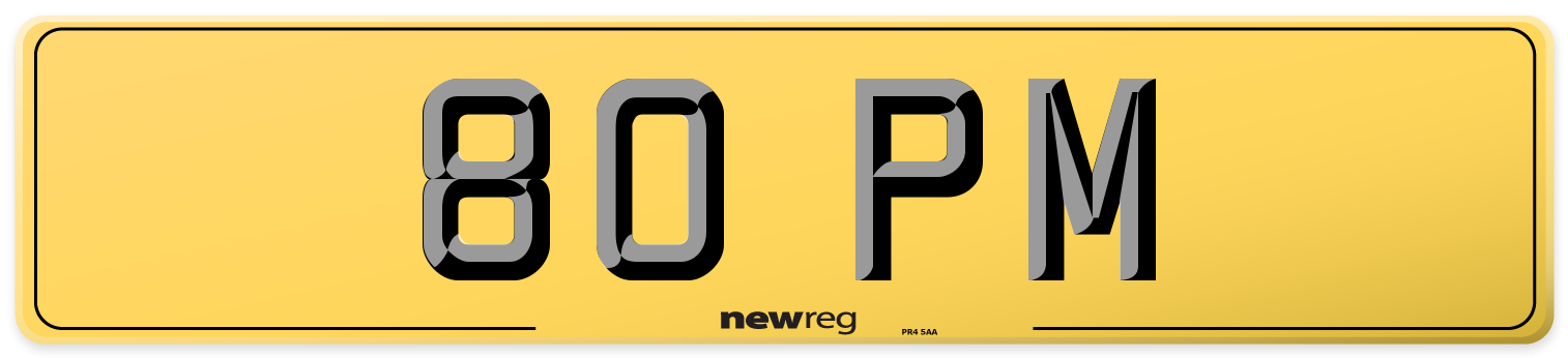 80 PM Rear Number Plate