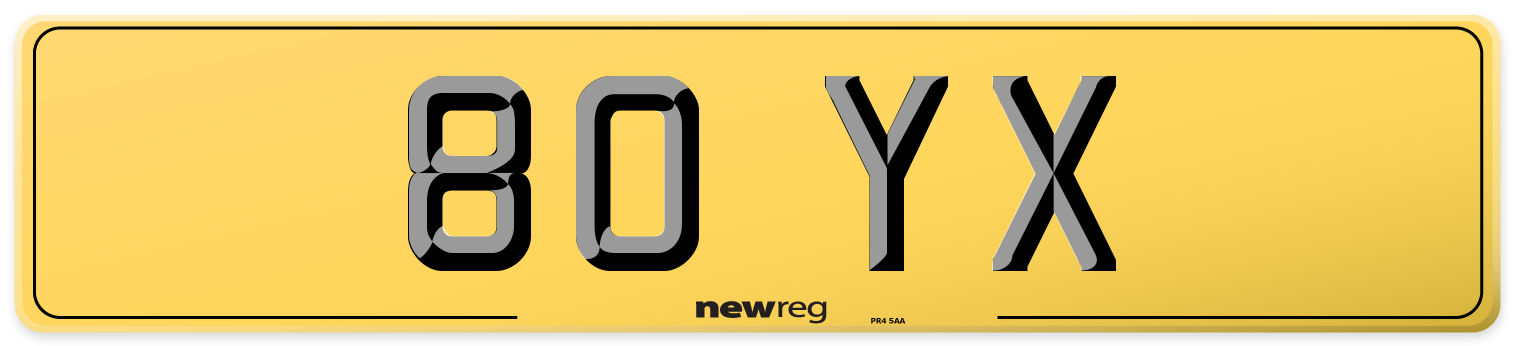 80 YX Rear Number Plate
