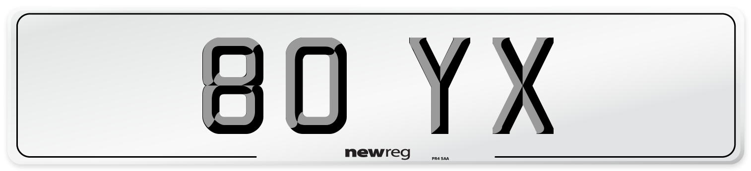 80 YX Front Number Plate