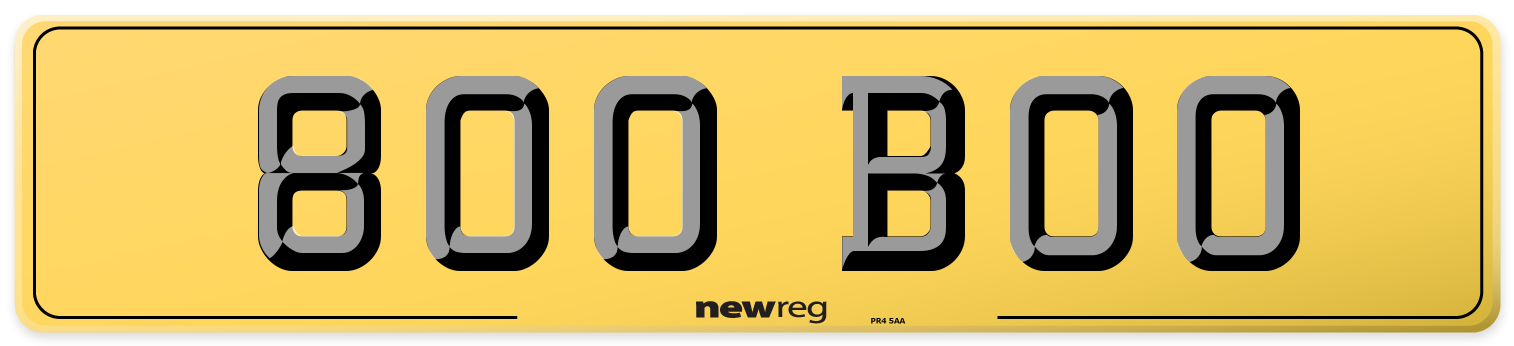 800 BOO Rear Number Plate